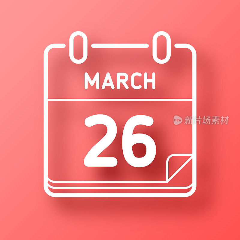 3月26日。图标在红色背景与阴影