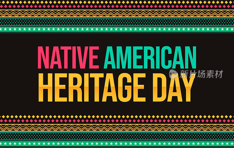 传统边界设计风格的印第安人传统日墙纸。美国传统日彩色背景与排版和设计