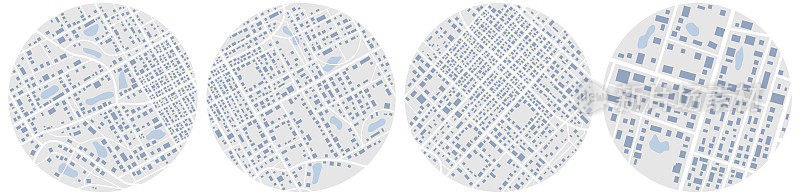 抽象城市地图，背景。俯视图，从上面看。虚构的地区规划。小区住宅。矢量，插图孤立在白色。
