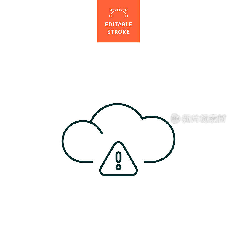 具有可编辑笔画的云计算错误线图标。Icon适用于网页设计、移动应用、UI、UX和GUI设计。