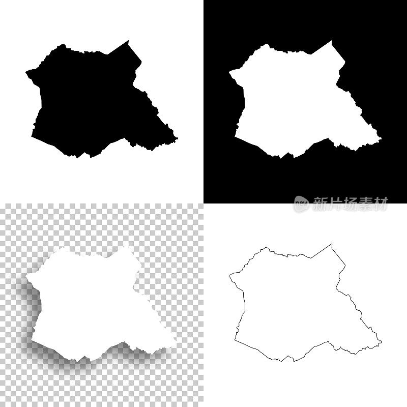 麦迪逊县，乔治亚州。设计地图。空白，白色和黑色背景