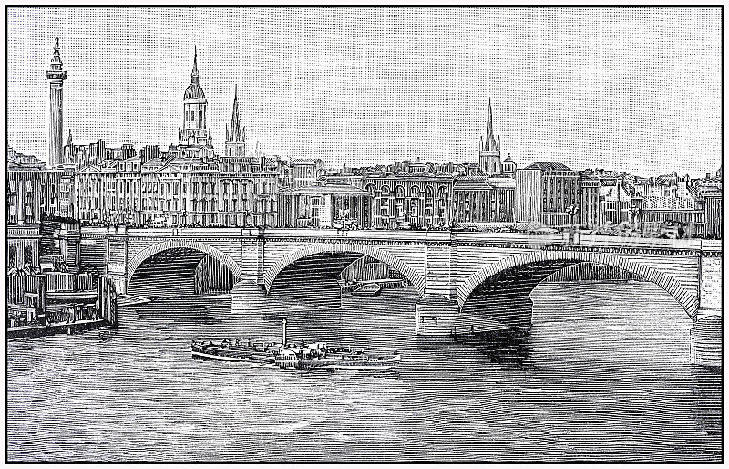 泰晤士河上的伦敦桥1897年