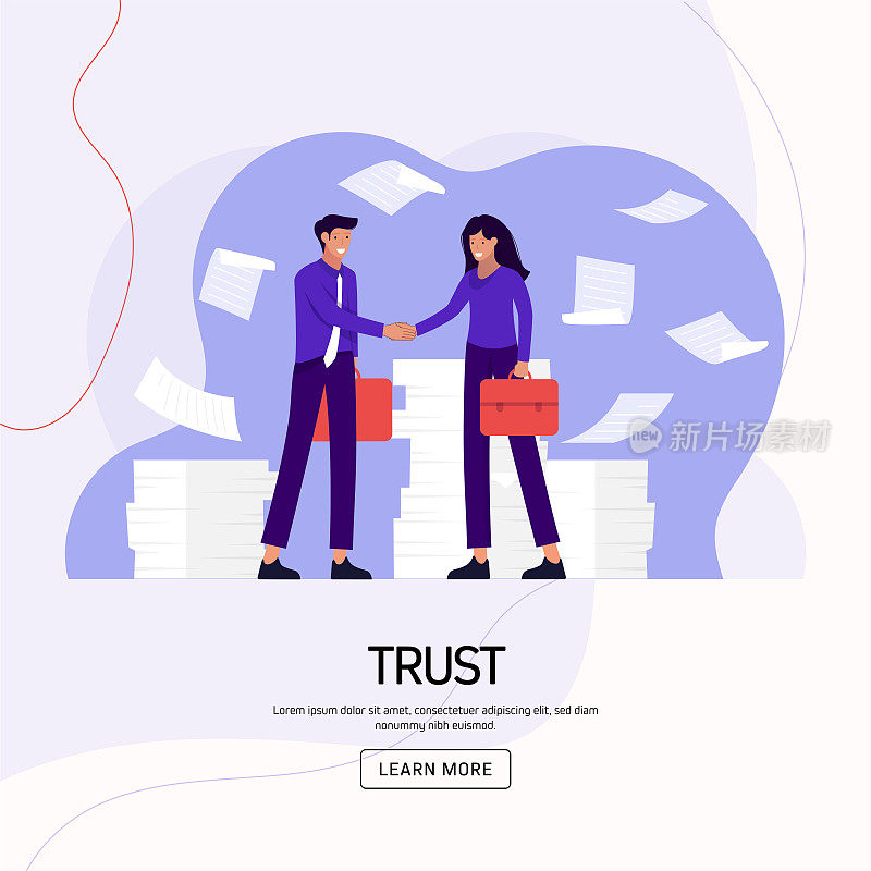 信任概念矢量插图网站横幅，广告和营销材料，在线广告，业务演示等。