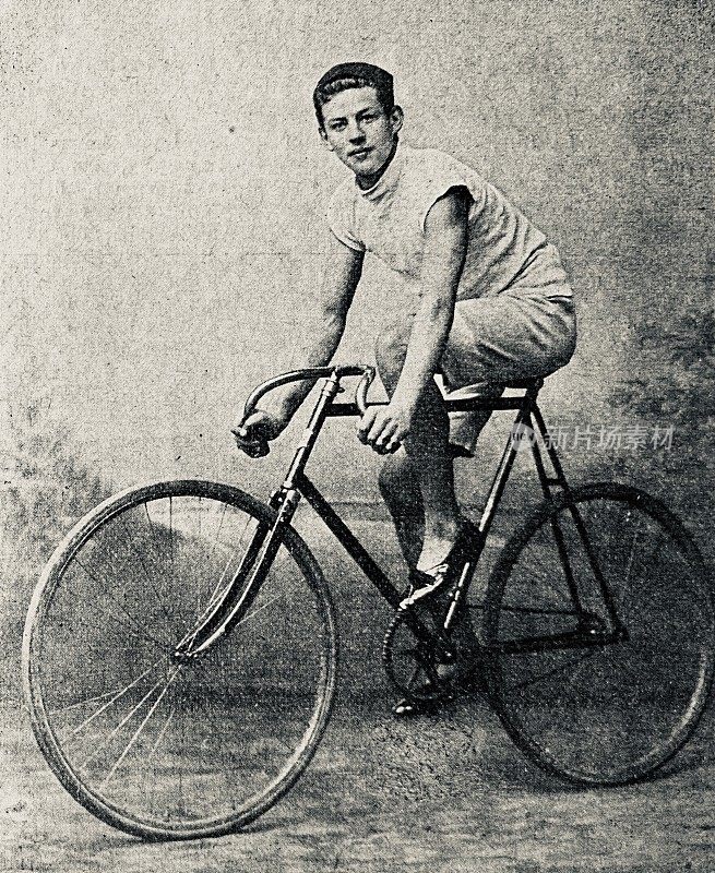 骑自行车的威利阿伦德，汉诺威，坐在他的自行车上，侧视图