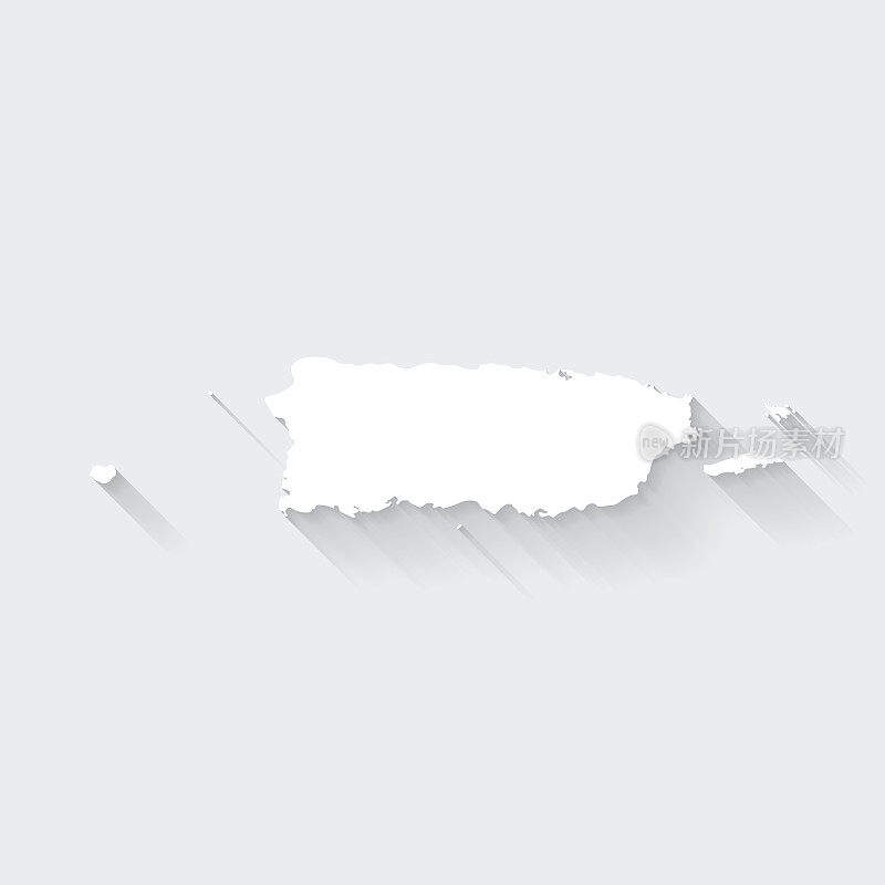 波多黎各地图与长阴影空白背景-平面设计