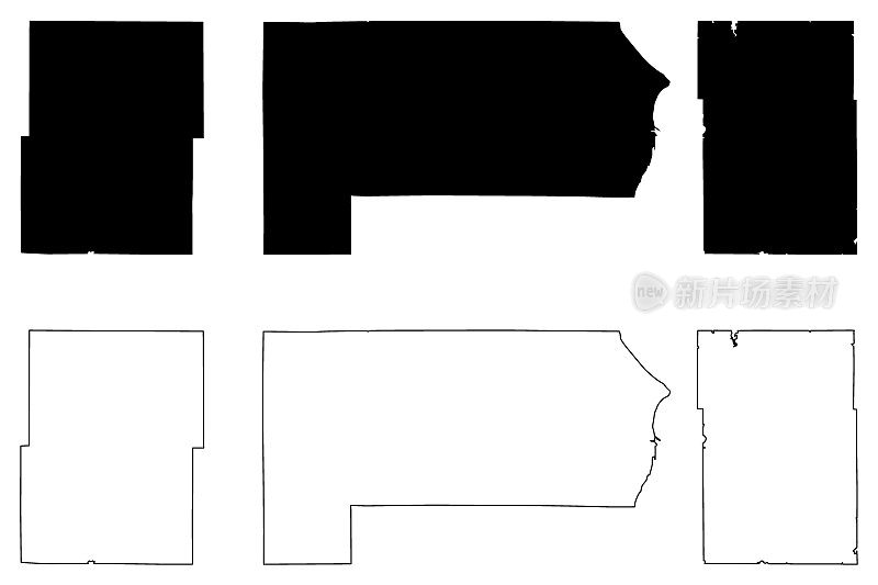 沃什伯恩，华盛顿和拉辛县，威斯康星州(美国县，美国，美国)地图矢量插图，草稿示意图