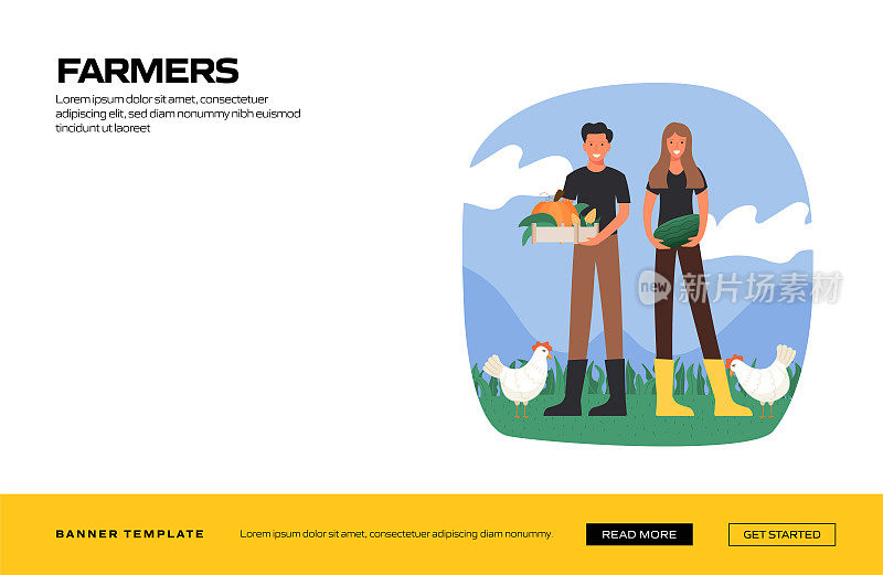 农民概念矢量插图网站横幅，广告和营销材料，在线广告，业务演示等。