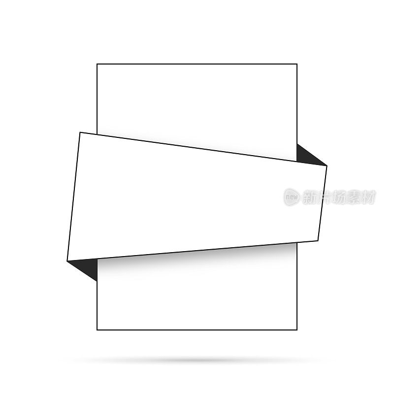 丝带(轮廓，线条艺术)，在空白白色标签-设计元素