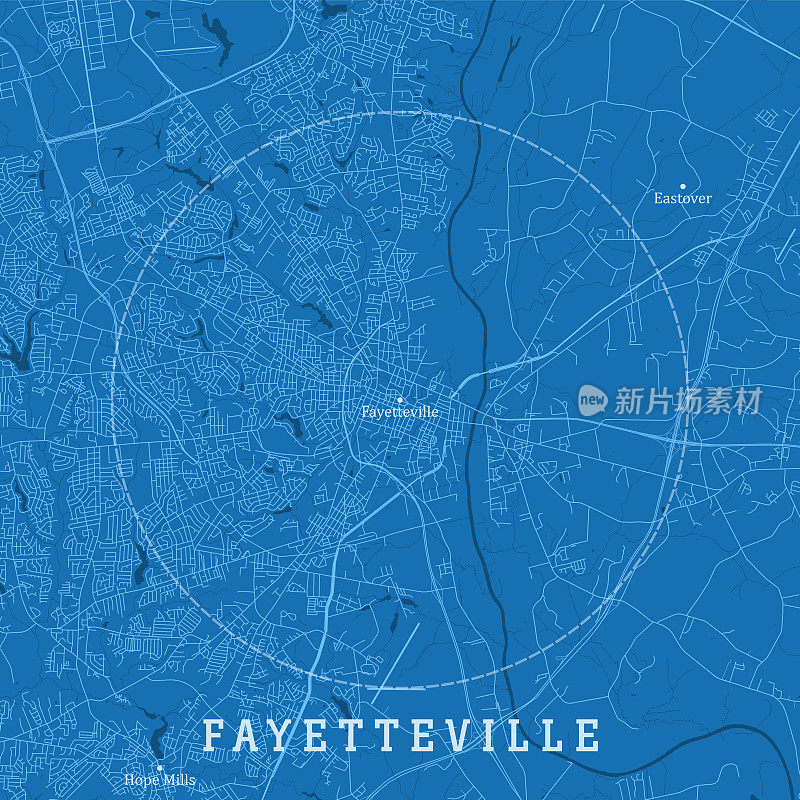 费耶特维尔NC城市矢量路线图蓝色文本