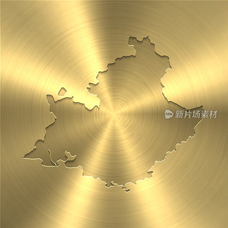 普罗旺斯-阿尔卑斯-蔚蓝海岸地图上的金色背景-圆形拉丝金属纹理