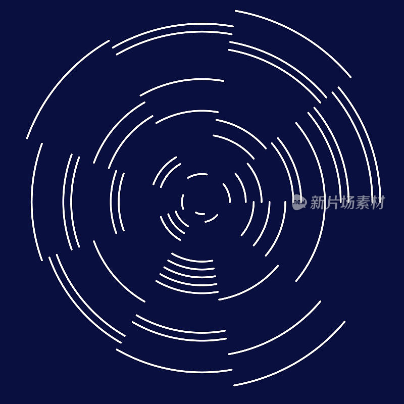 围绕中间的同心圆扇区的轨道离散区。白色蓝色。