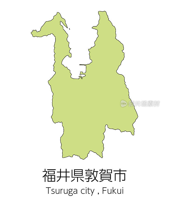 日本福井县鹤河市地图。翻译过来就是:“福井县鹤河市。”