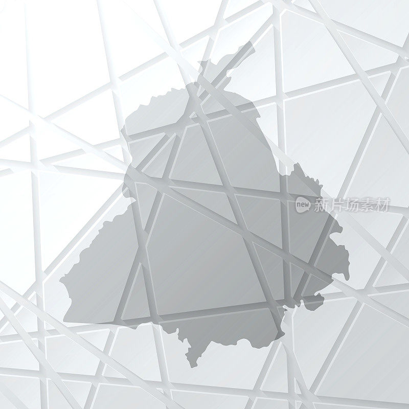旁遮普地图与网状网络的白色背景