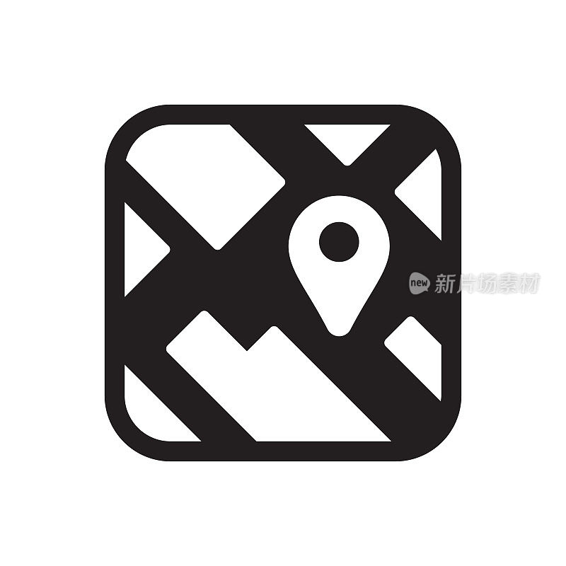 城市地图图标,矢量符号插图。