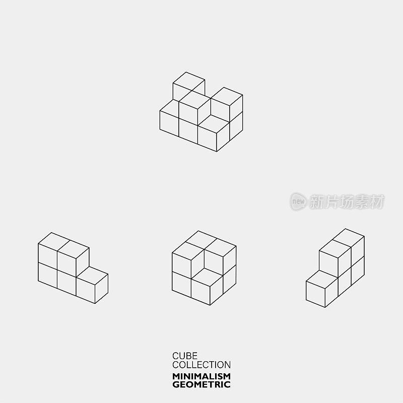 黑白立方体组几何形状集合