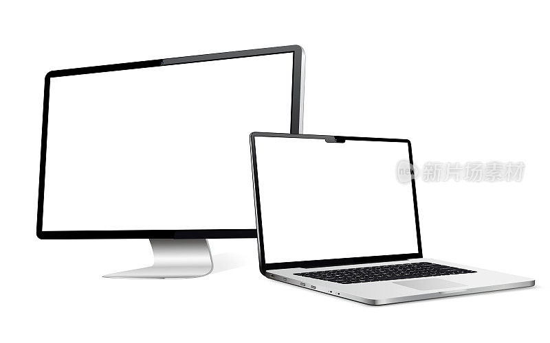 响应式设计电脑显示器与笔记本电脑模拟