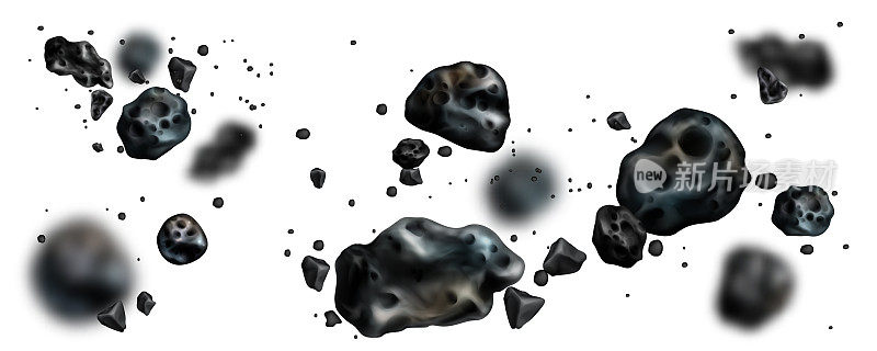 石头小行星带。流星或飞行的太空岩石