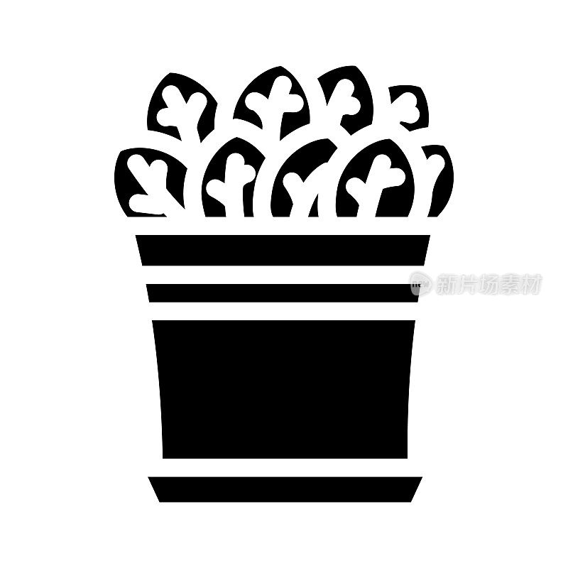 家庭种植菠菜字形图标矢量插图