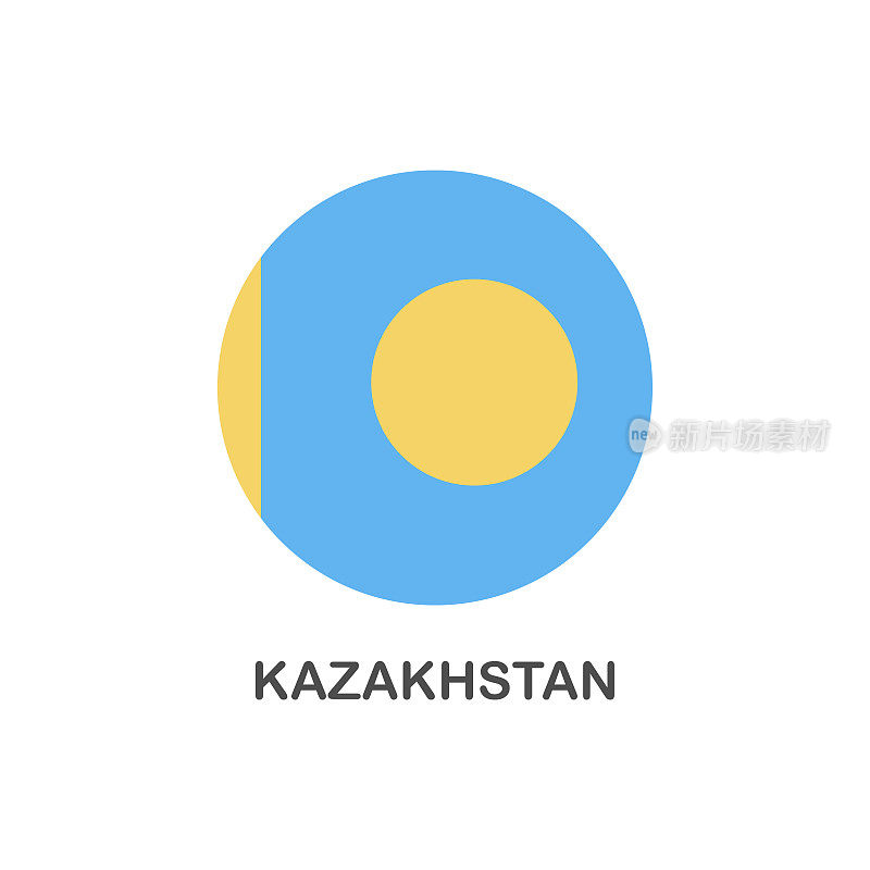 简单的国旗哈萨克斯坦-矢量圆平面图标