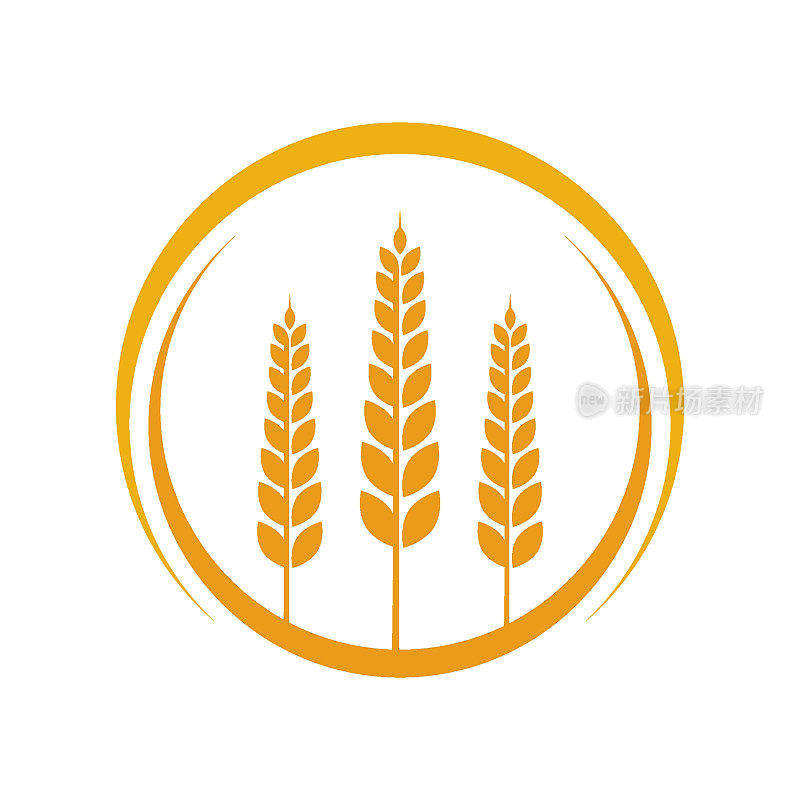 农业小麦标志模板矢量图标