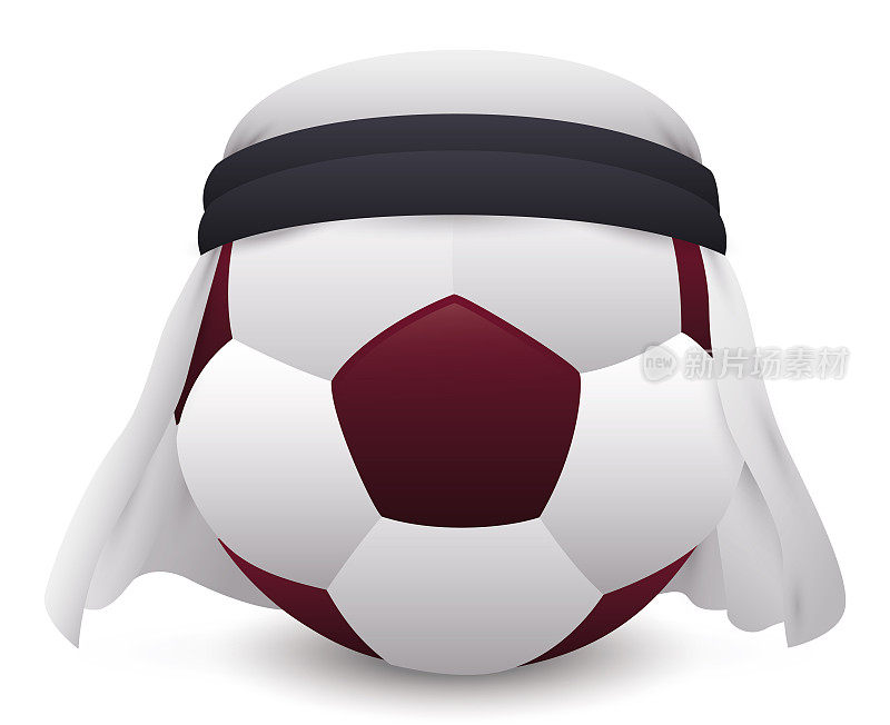 足球戴着传统的keffiyeh，矢量插画