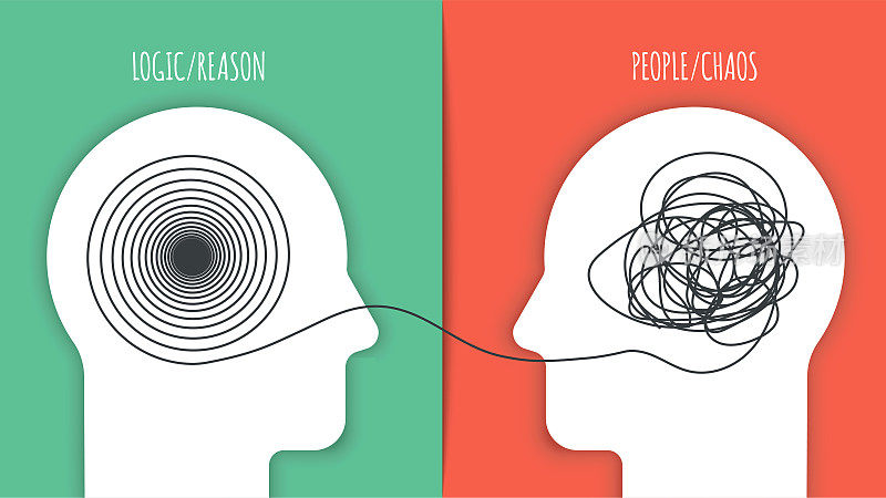 左脑vs右脑优势信息图模板。人类大脑如何运作的理论。创造性的人用右脑思考，分析性的思考者用左脑思考。视觉幻灯片演示向量。