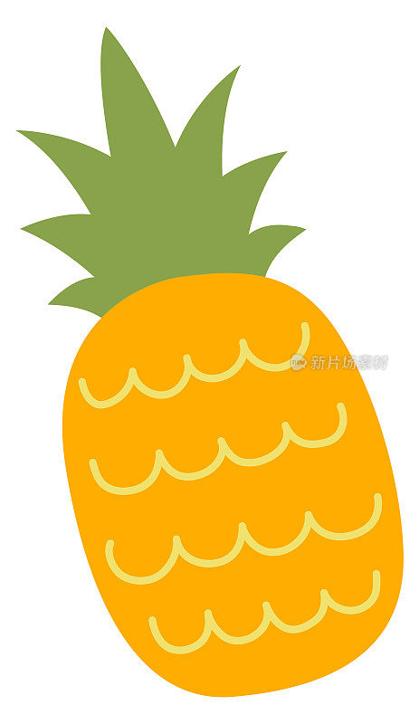 菠萝图标。手绘异域成熟水果