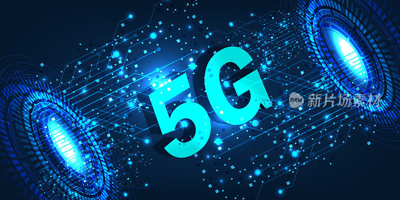 5G技术无线数据传输，高速互联网抽象。信息流现代网络连接的概念背景