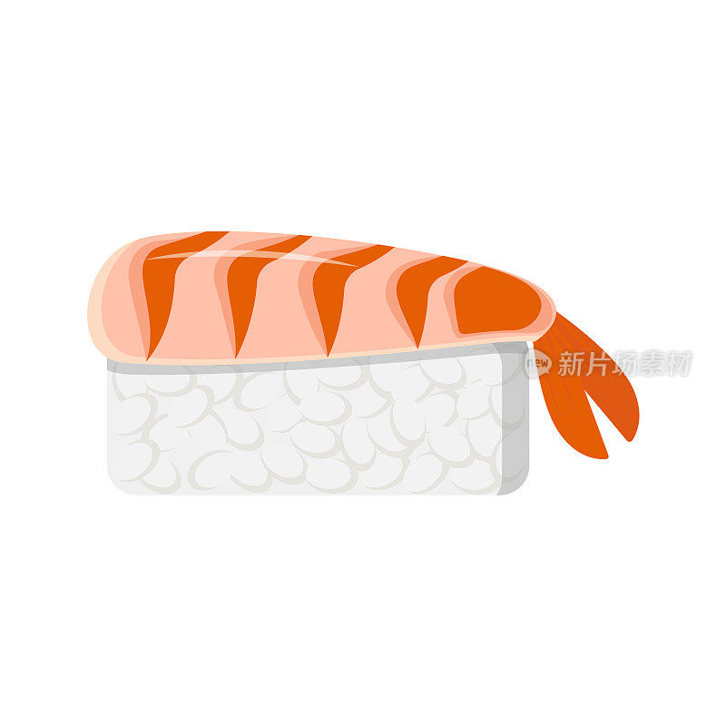 寿司日本海鲜配米饭。孤立矢量亚洲食物握寿司插图