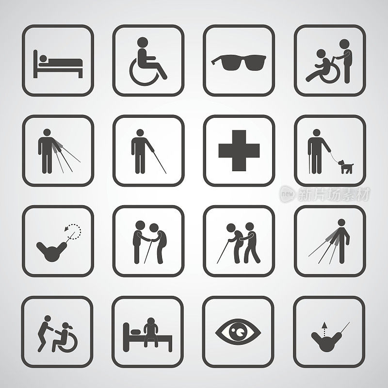 病人、盲人、残疾人和老人的象征
