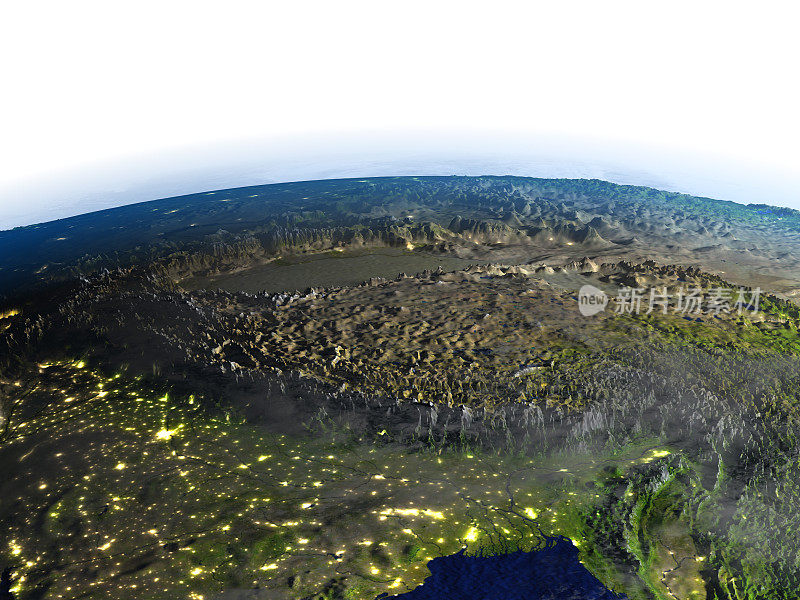 喜马拉雅山的现实地球模型