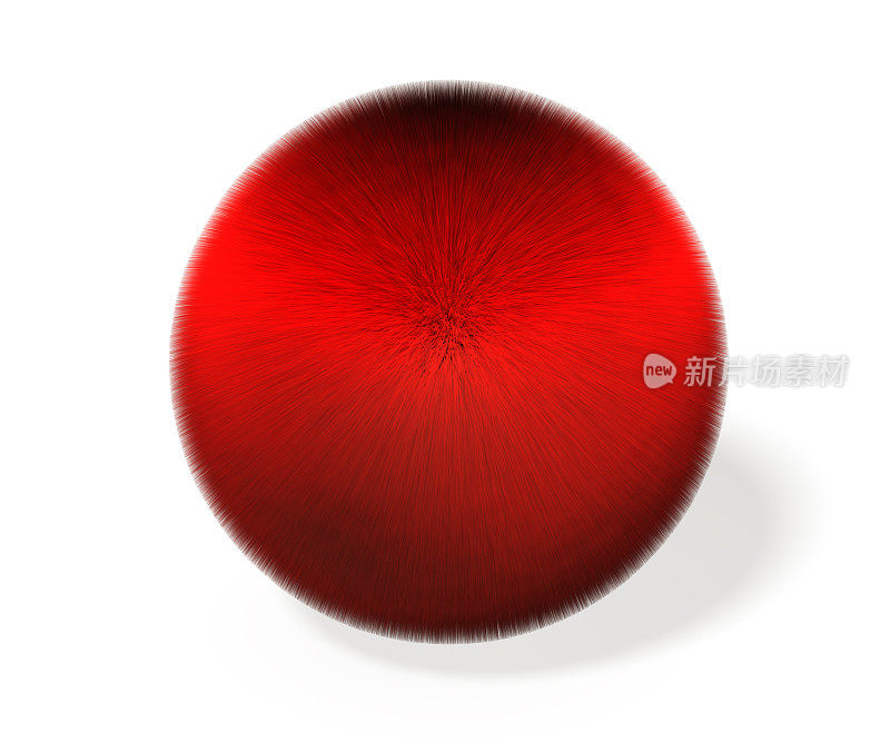 三维插图球覆盖红色纤维。
