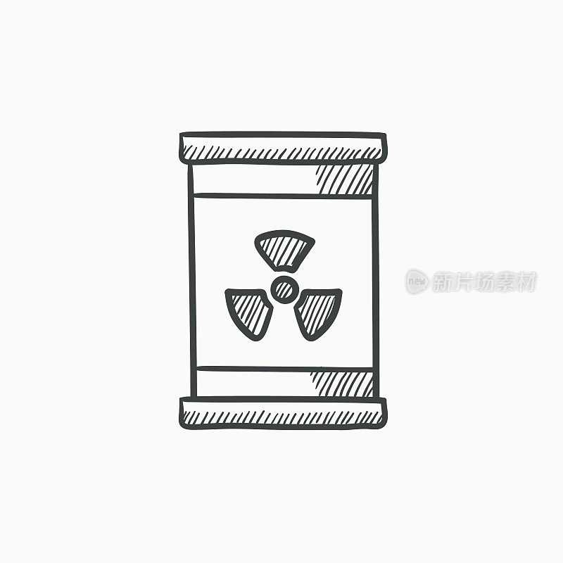 桶与电离辐射标志草图图标