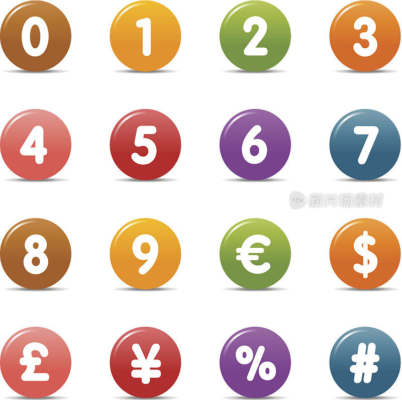 彩色的点-数字和货币图标