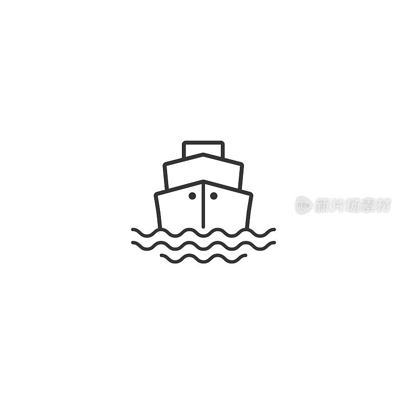 船或蒸汽船平面图标孤立在白色