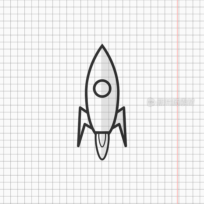 简单的平面空间火箭插图