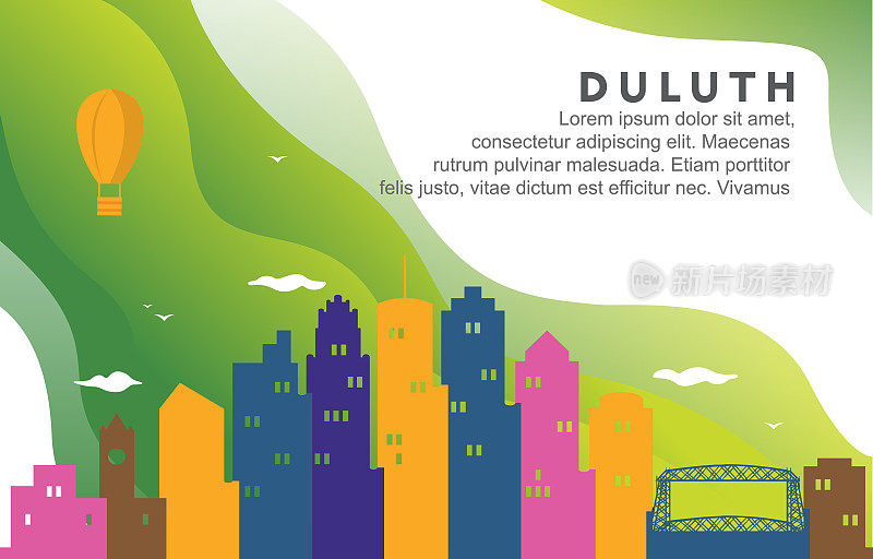 Duluth明尼苏达城市建筑城市景观天际线动态背景插图