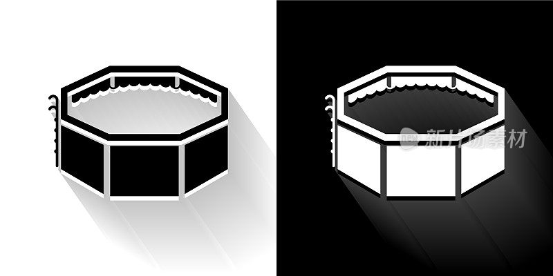 水池黑色和白色图标与长影子