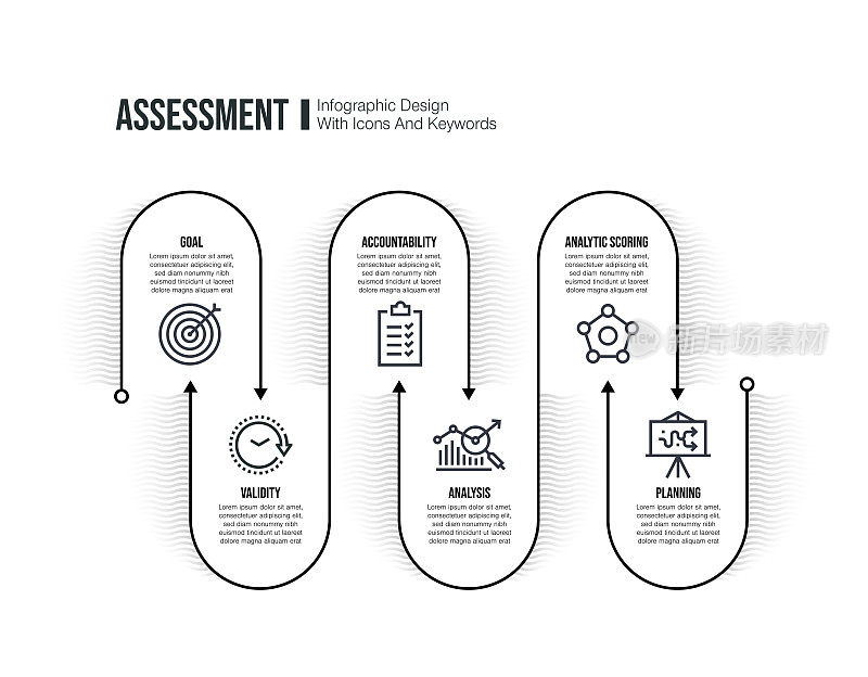 信息图表设计模板与评估关键字和图标