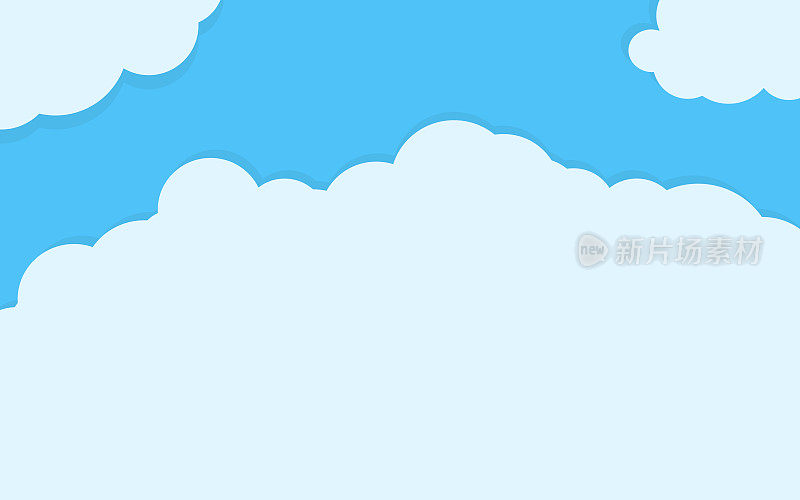 蓝天白云平面卡通背景矢量