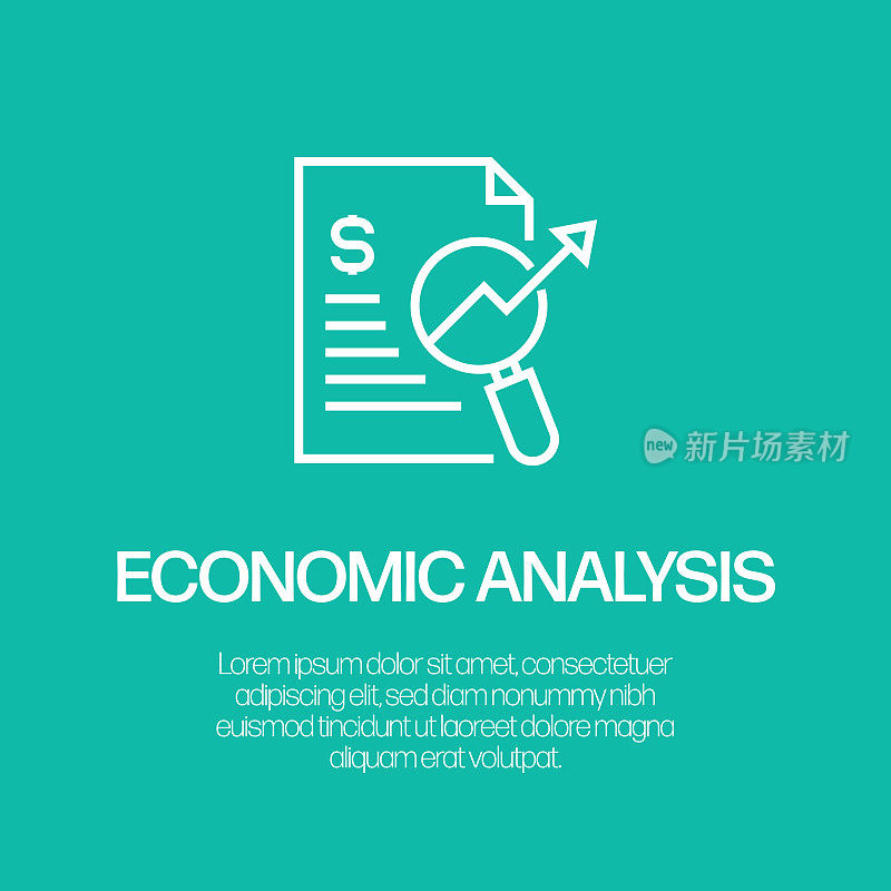 经济分析线图标，轮廓向量符号插图。完美像素，可编辑的描边。