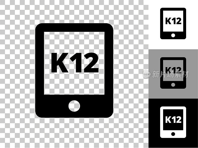 K12签署在平板电脑图标棋盘透明背景