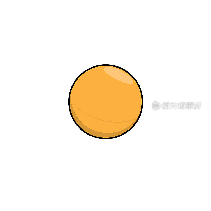 橙色插图白色背景的乒乓球用于组装或为做家庭教育的母亲和为教学材料如抽认卡或儿童书籍找到图片的老师创建教材。