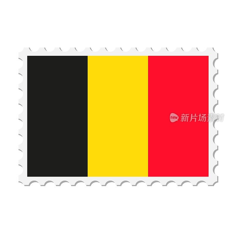 比利时邮票。明信片矢量插图与比利时国旗孤立的白色背景。
