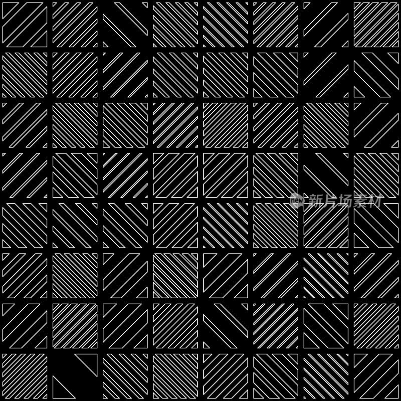 单色几何图案，有不同的条纹正方形。