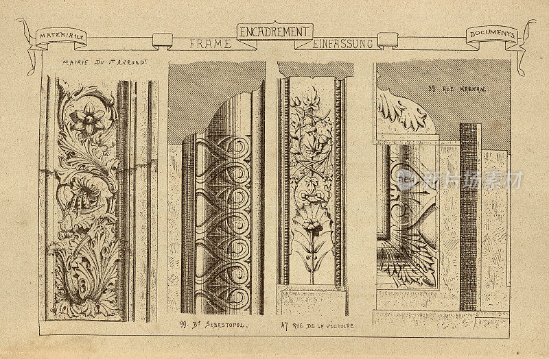 建筑装饰，框架，建筑史，装饰和设计，艺术，法国，维多利亚，19世纪。