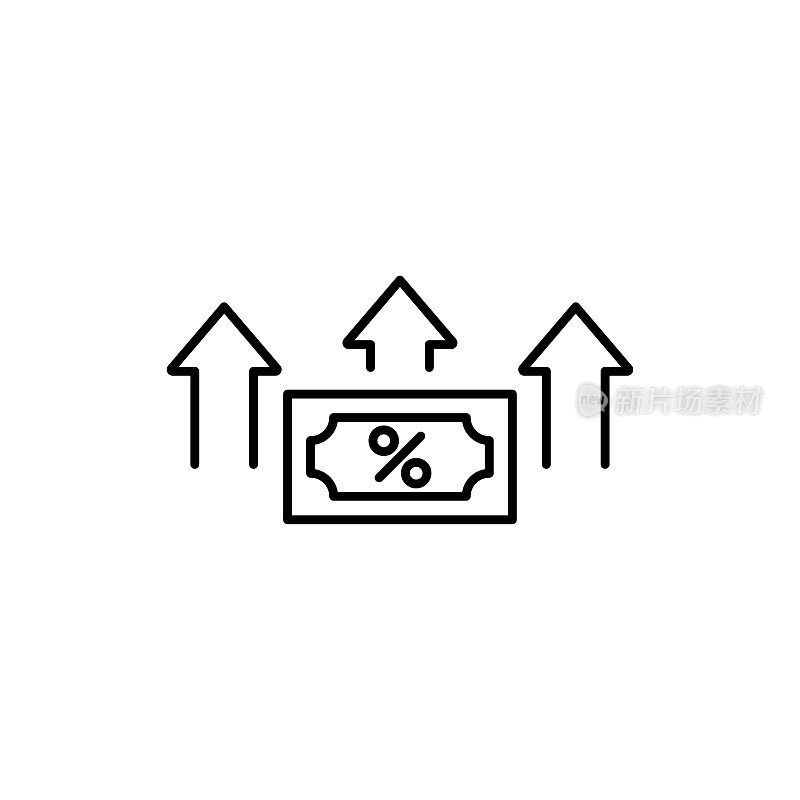 利率线图标与可编辑的笔画。Icon适用于网页设计、移动应用、UI、UX和GUI设计。