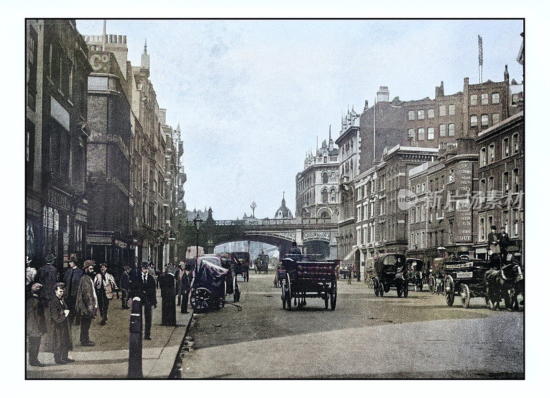 古董伦敦的照片:霍尔本高架桥,法灵顿街