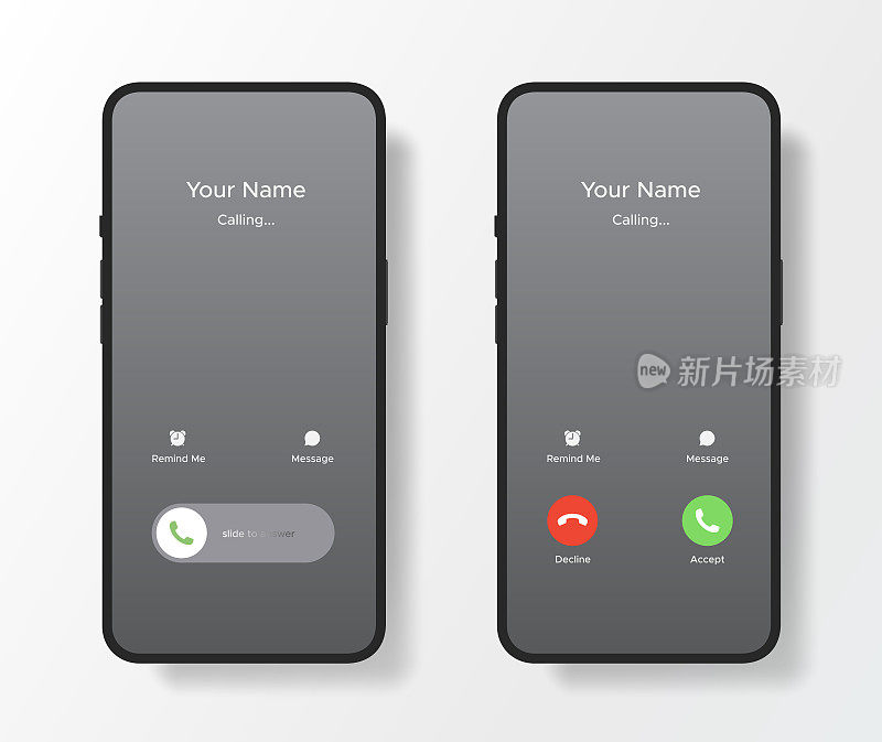 手机呼叫屏幕界面模拟类似iphone模板矢量