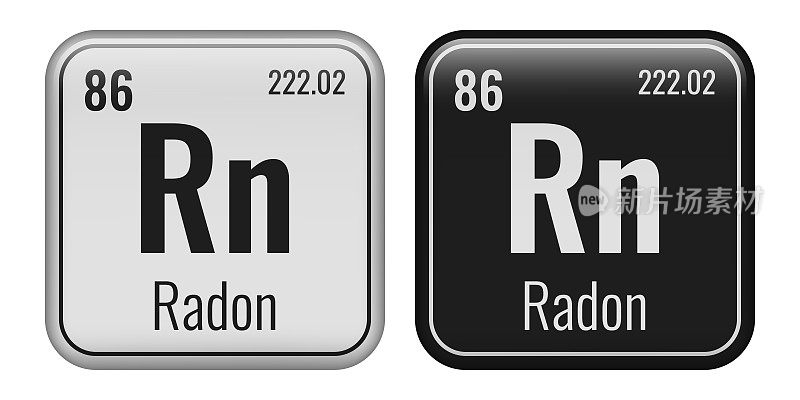 氡的象征。元素周期表中的化学元素。矢量插图隔离在白色背景上。玻璃的迹象。